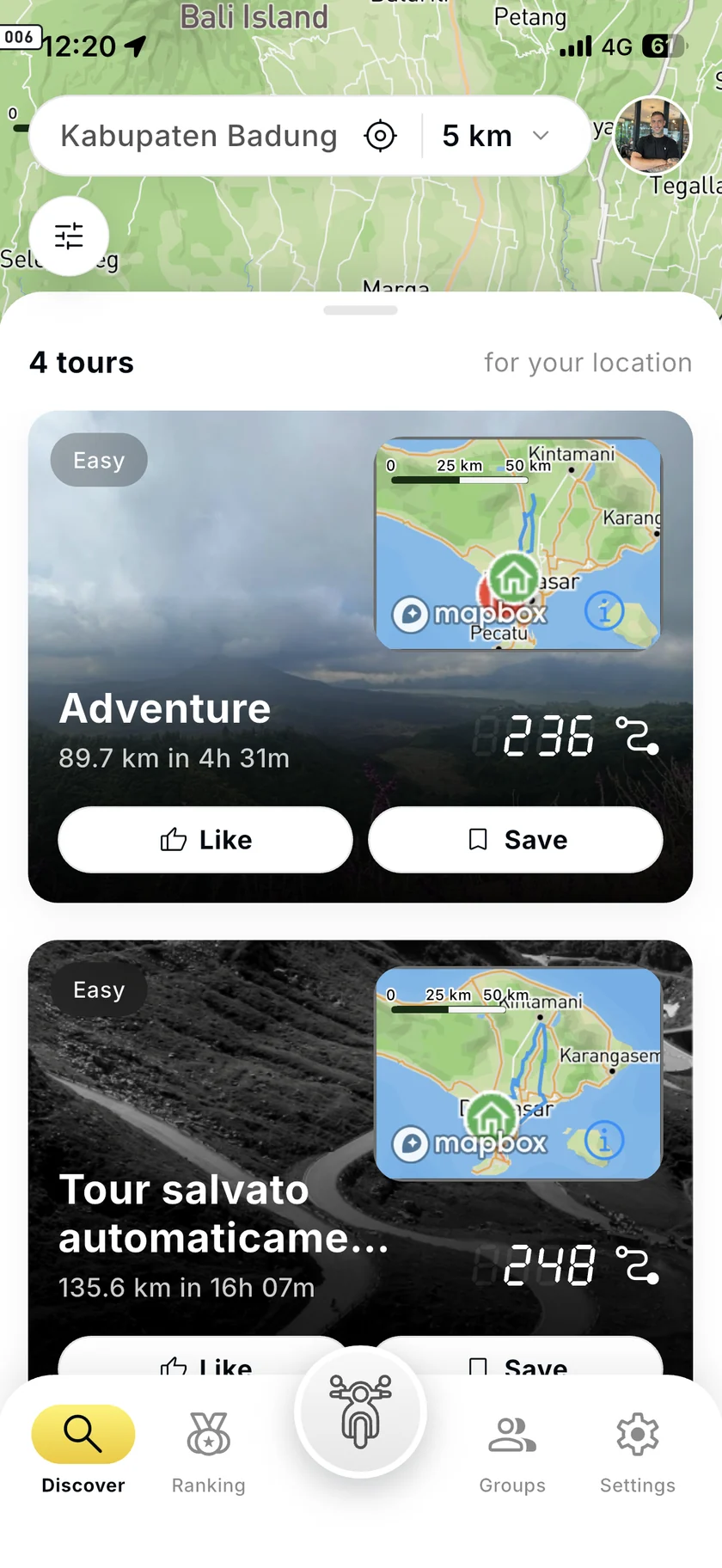 Kurvenheld app screen 1